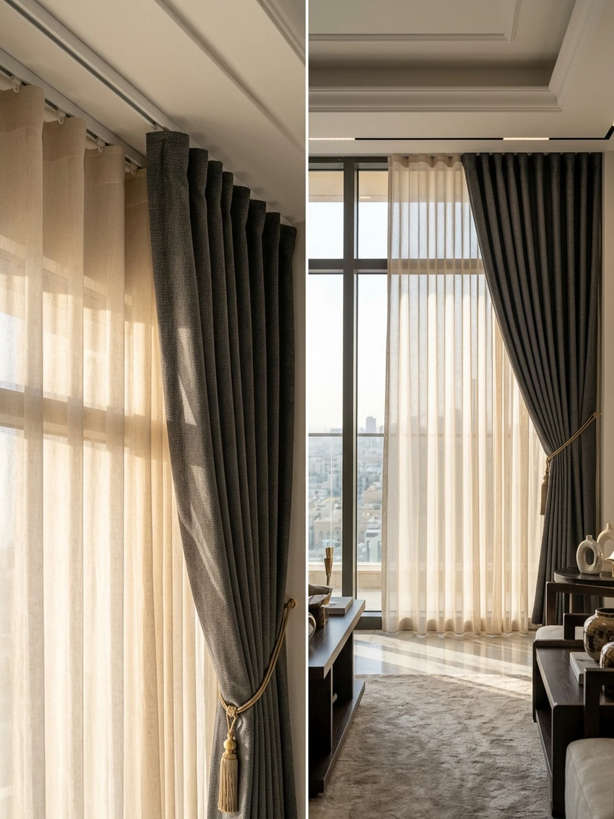 Double Layer Wave Curtains